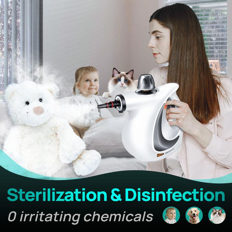 Redhut [2026] Handheld Pressurized Multifunctional Steam Cleaner, equipped with 12 accessories, powerful and efficient.
