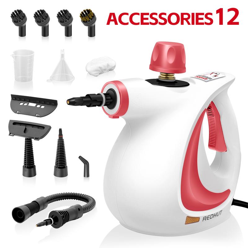 Redhut [2026] Handheld Pressurized Multifunctional Steam Cleaner, equipped with 12 accessories, powerful and efficient.