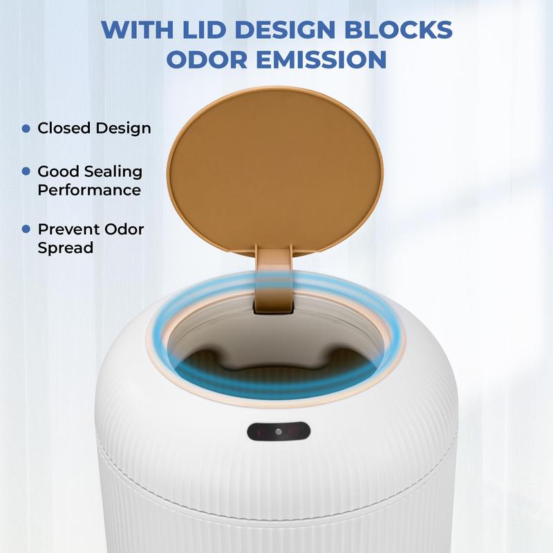 Pukomc Smart Sensor Trash Can, with lid, waterproof and touchless design.