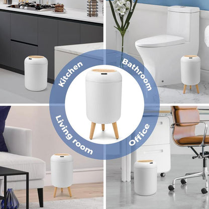 Pukomc Smart Sensor Trash Can, with lid, waterproof and touchless design.