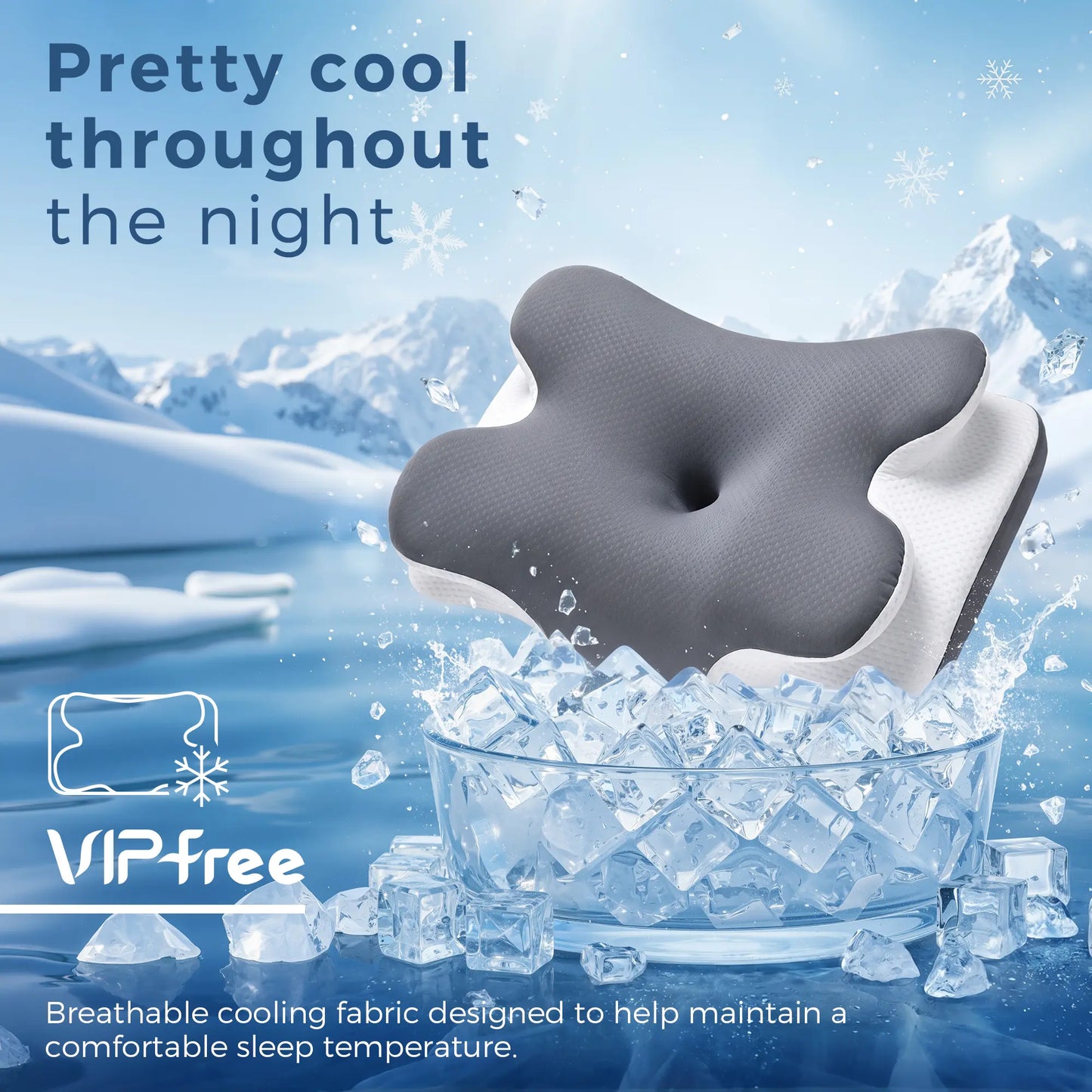 Cooling Memory Foam Neck Pillow for Cervical Support & Comfort