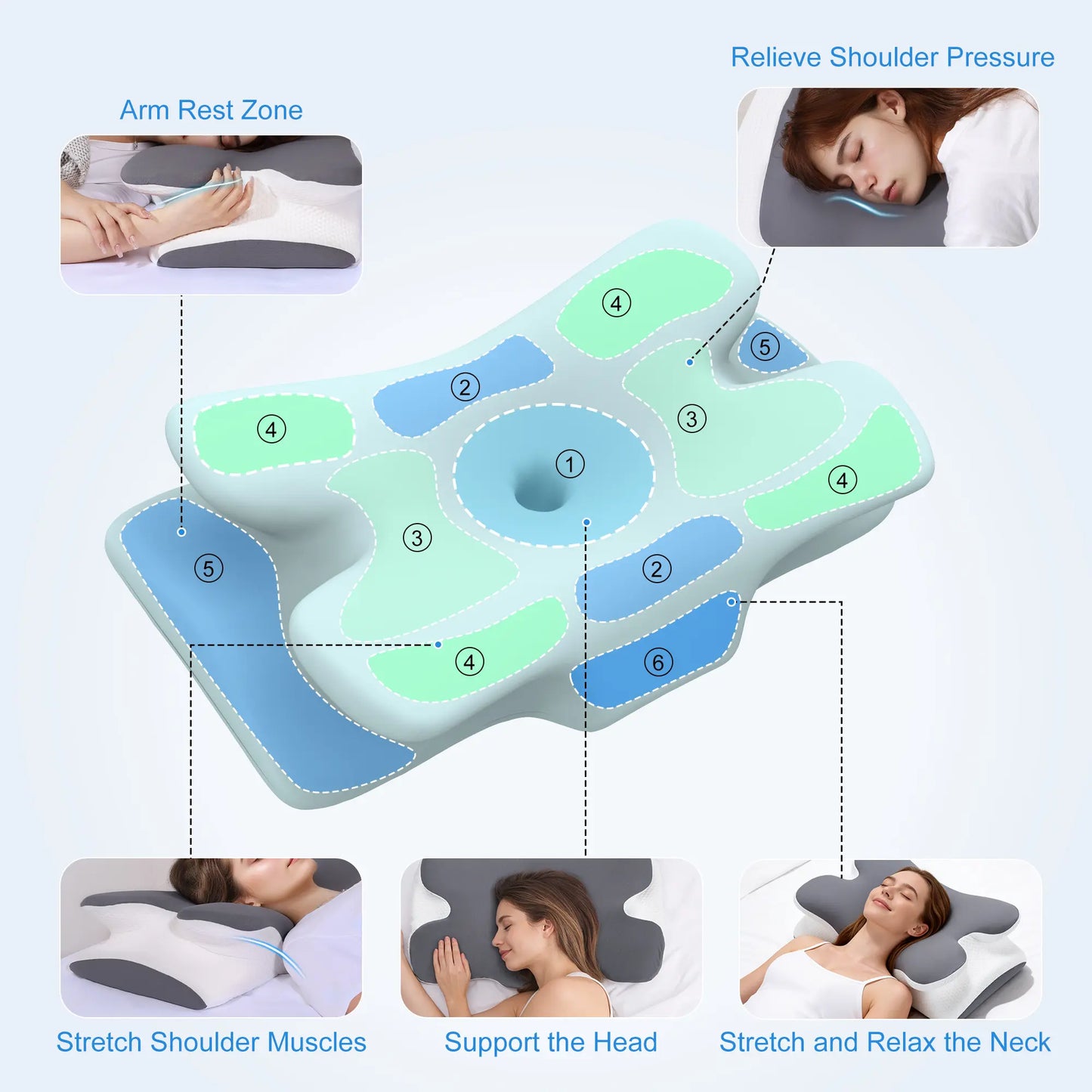 Cooling Memory Foam Neck Pillow for Cervical Support & Comfort