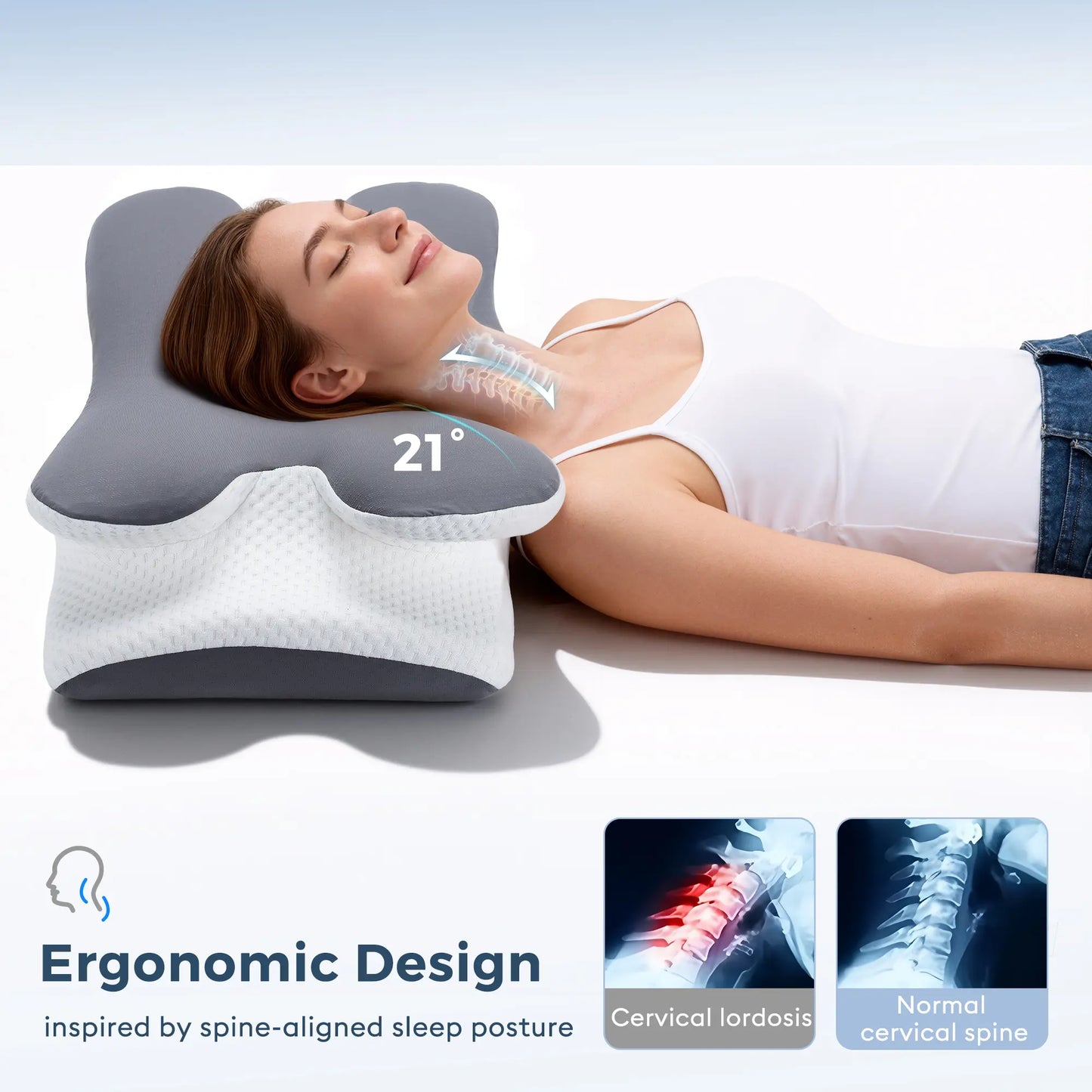 Cooling Memory Foam Neck Pillow for Cervical Support & Comfort