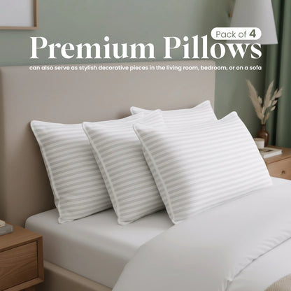 Striped Pillows 2-Pack – Breathable Covers, No-Shift – Memory Foam for Back Sleepers