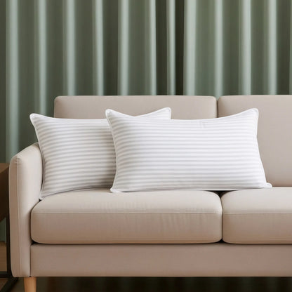 Striped Pillows 2-Pack – Breathable Covers, No-Shift – Memory Foam for Back Sleepers