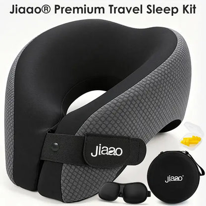 Memory Foam Travel Neck Pillow with Eye Mask & Earplugs