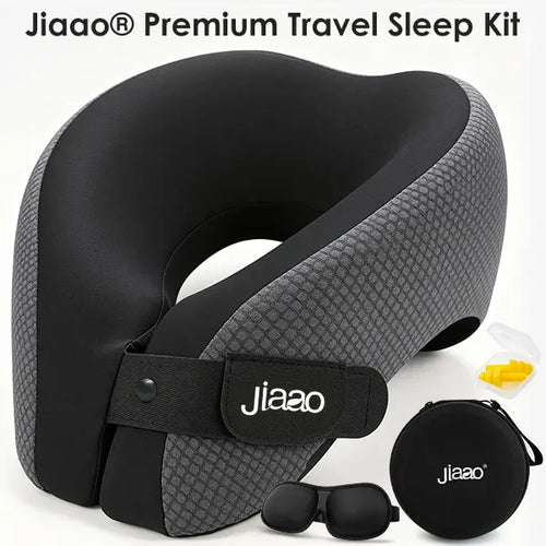 Memory Foam Travel Neck Pillow with Eye Mask & Earplugs
