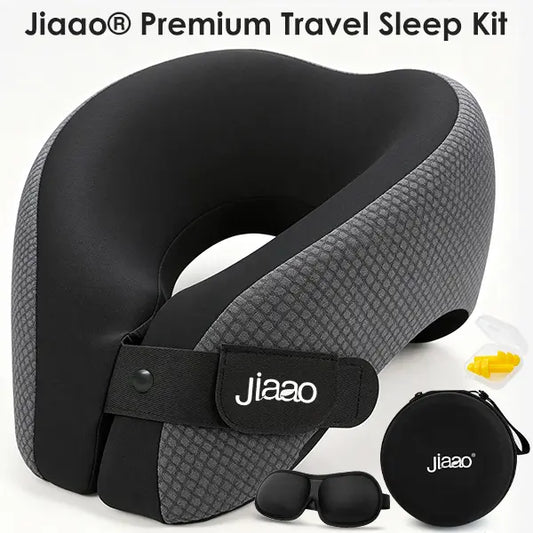 Memory Foam Travel Neck Pillow with Eye Mask & Earplugs
