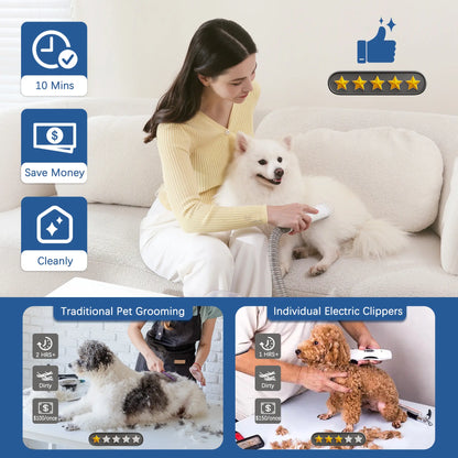 2.3L Pet Grooming Kit with Suction Hair Removal System
