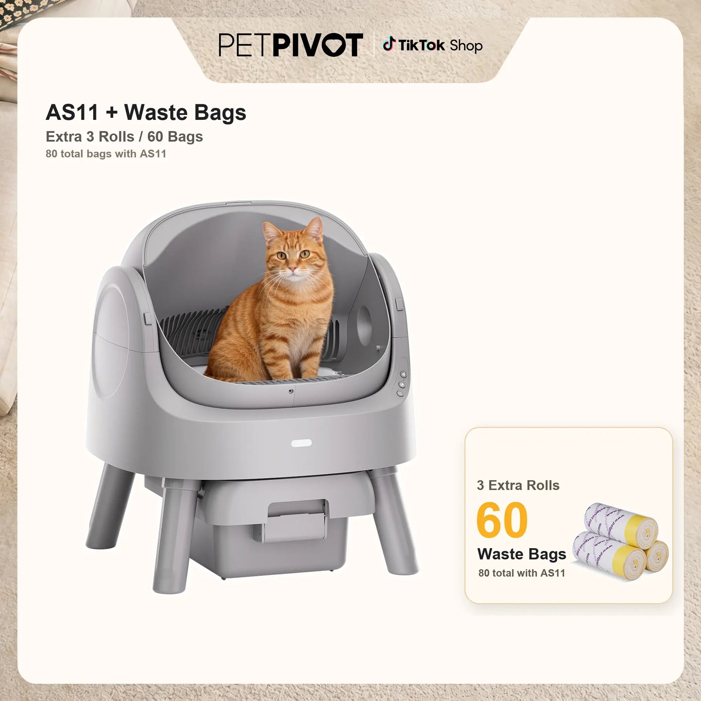Automatic Self Cleaning Cat Litter Box with Hands Free Scooping
