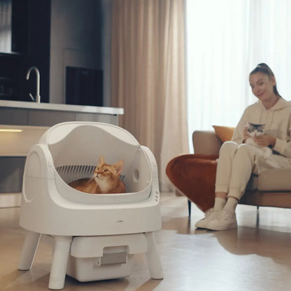 Automatic Self Cleaning Cat Litter Box with Hands Free Scooping