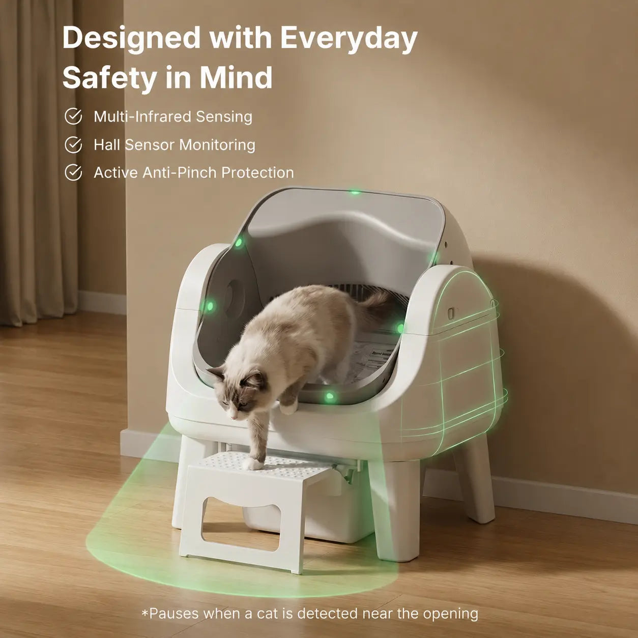 Smart Automatic Self Cleaning Cat Litter Box with Safety Protection
